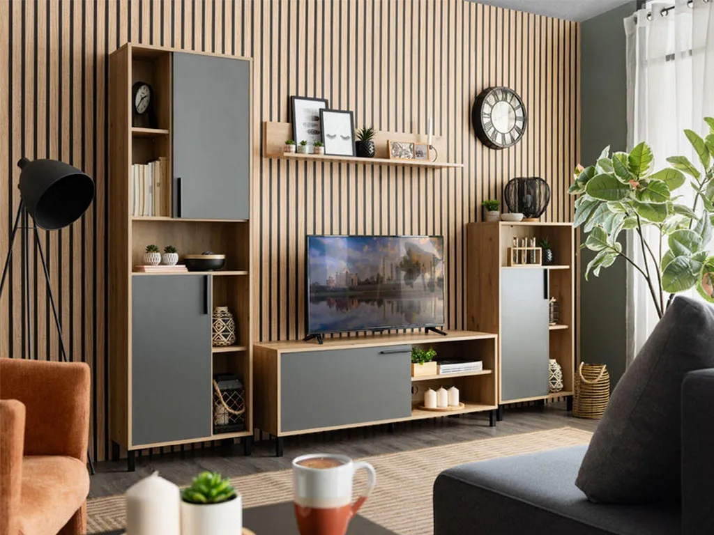 Civitate Mur Modulable 279x38x193h cm Anthracite - Bibliothèque Design - 7