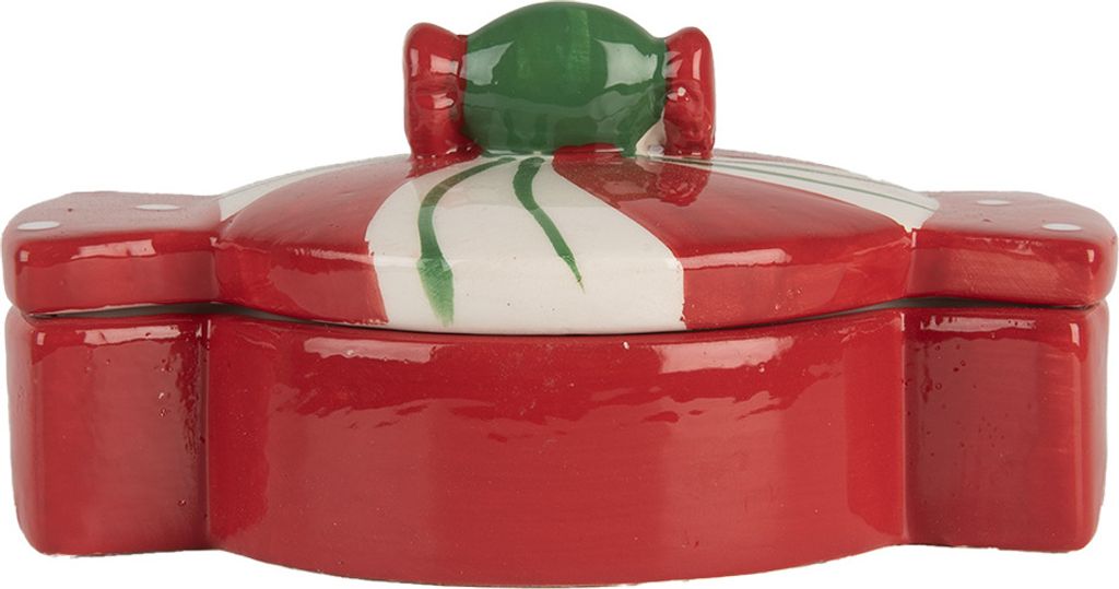 Clayre & Eef Vorratsglas 14x10x8 cm Rot Weiß Keramik