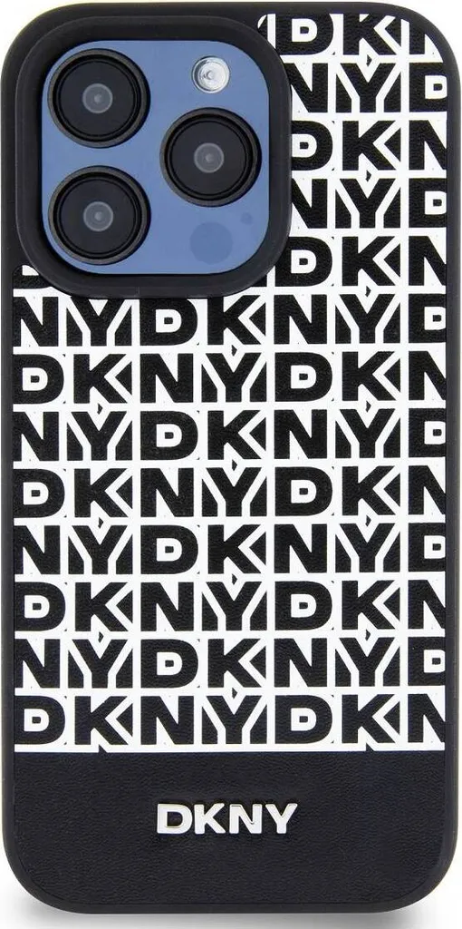 DKNY, Custodia protettiva per iPhone 13 Pro Max con motivo a righe in basso, nero