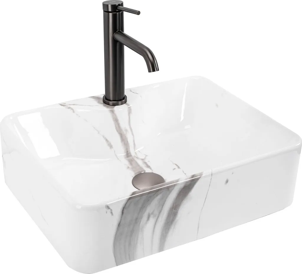 Lavabo da Appoggio Rea Kelly Marmo 49x38 cm - Ceramica di Design