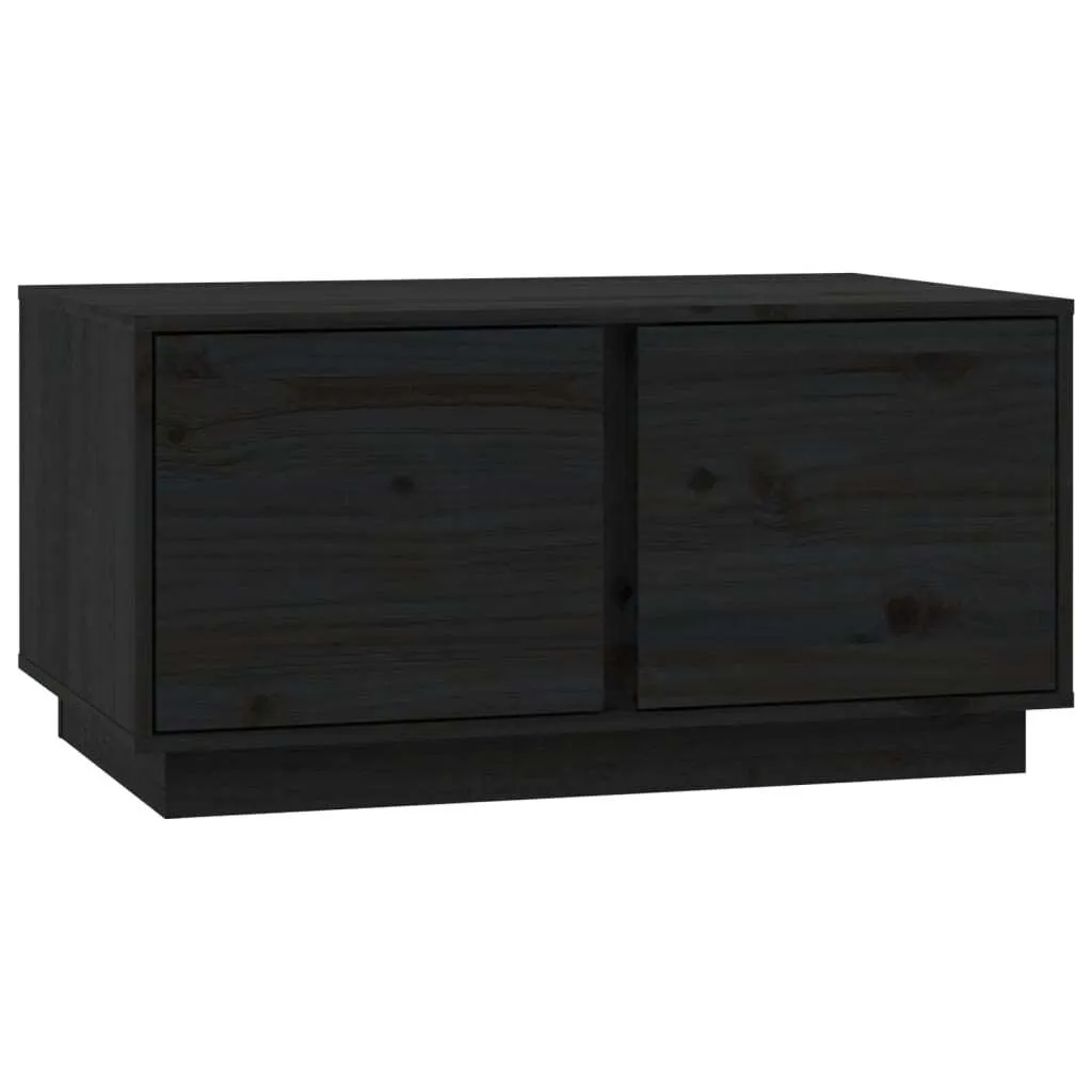 Tavolino da Caffè Nero 80x50x40 cm Legno Pino Massiccio Design - 1