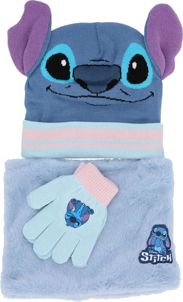 Abbigliamento Invernale Stitch: Set 3 Pezzi Cappello Guanti Sciarpa