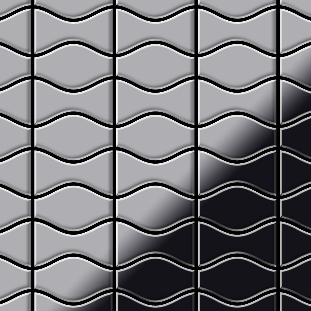 Mosaik Fliese massiv Metall Edelstahl marine hochglanz Kismet & Karma-S-S-MM