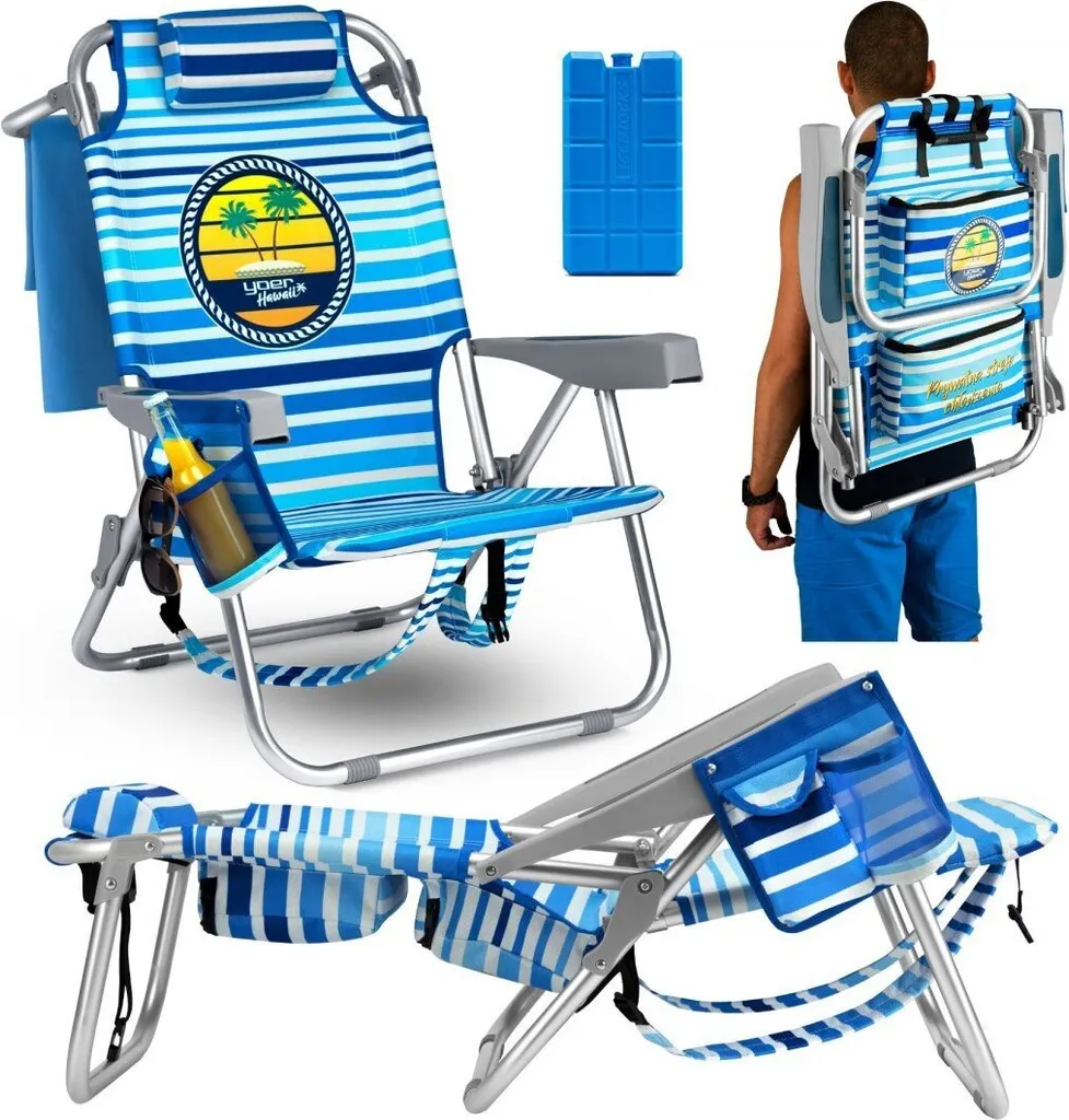 Chaise de camping portable pliable avec porte-boisson et sac thermique