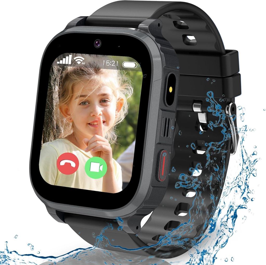 4G Smartwatch Kinder mit GPS und Telefon, Videoanruf, Voice Chat, SOS, Schulmodus, Kamera, Spiele, Wecker, IP68 Wasserdicht für Mädchen & Jungen