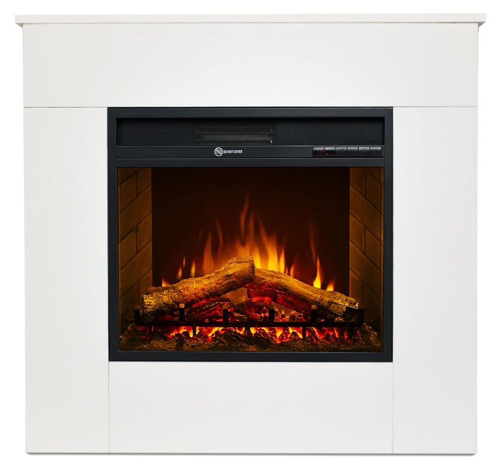 Elektrischer Kamin, Standkamin, weißes Holz, hergestellt in Italien, MICHELANGELO, 96 x 36 x 90 cm (H)