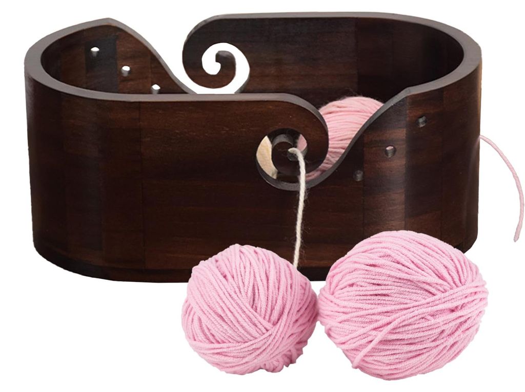 Holzschale für Strickgarn, Großer Garnhalter zum Stricken und Häkeln, Garnaufbewahrungsschale, Ovale Holzschale für Mutter und Strickliebhaber