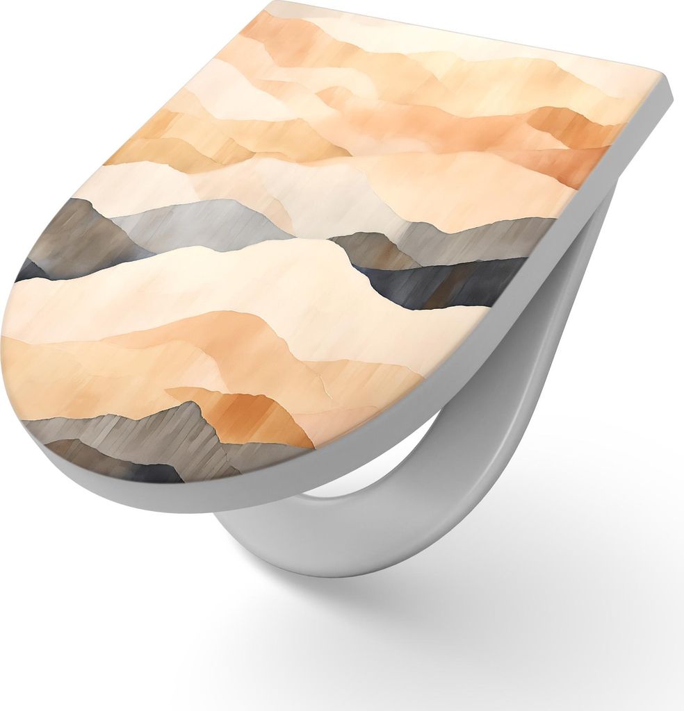 DEQORI WC-Sitz Duroplast 36,4x45,4 cm 'Pastell-Panorama' Toilettensitz WC-Brille Design
