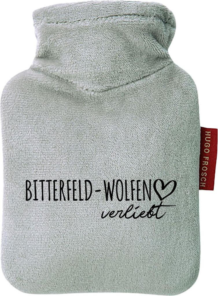 Huuraa Mini-Wärmflasche Bitterfeld-Wolfen verliebt 0,2 Liter Grey Mini Veloursbezug Taschenwärmer Geschenkidee