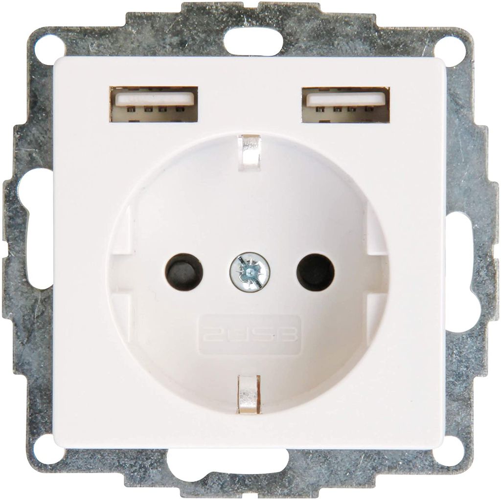 Kopp Athenis Reinweiß Schutzkontakt-Steckdose mit 2 USB-Anschlüssen