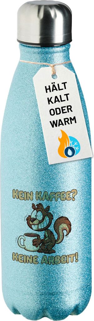 Huuraa Trinkflasche Kein Kaffee keine Arbeit Eichhörnchen 500ml Blue Edelstahl Wasserflasche Trinkflasche Geschenkidee