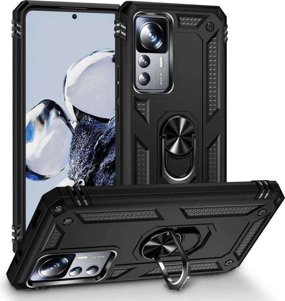Cover Militare Xiaomi 12T Pro Antiurto con Supporto Kickstand Nero