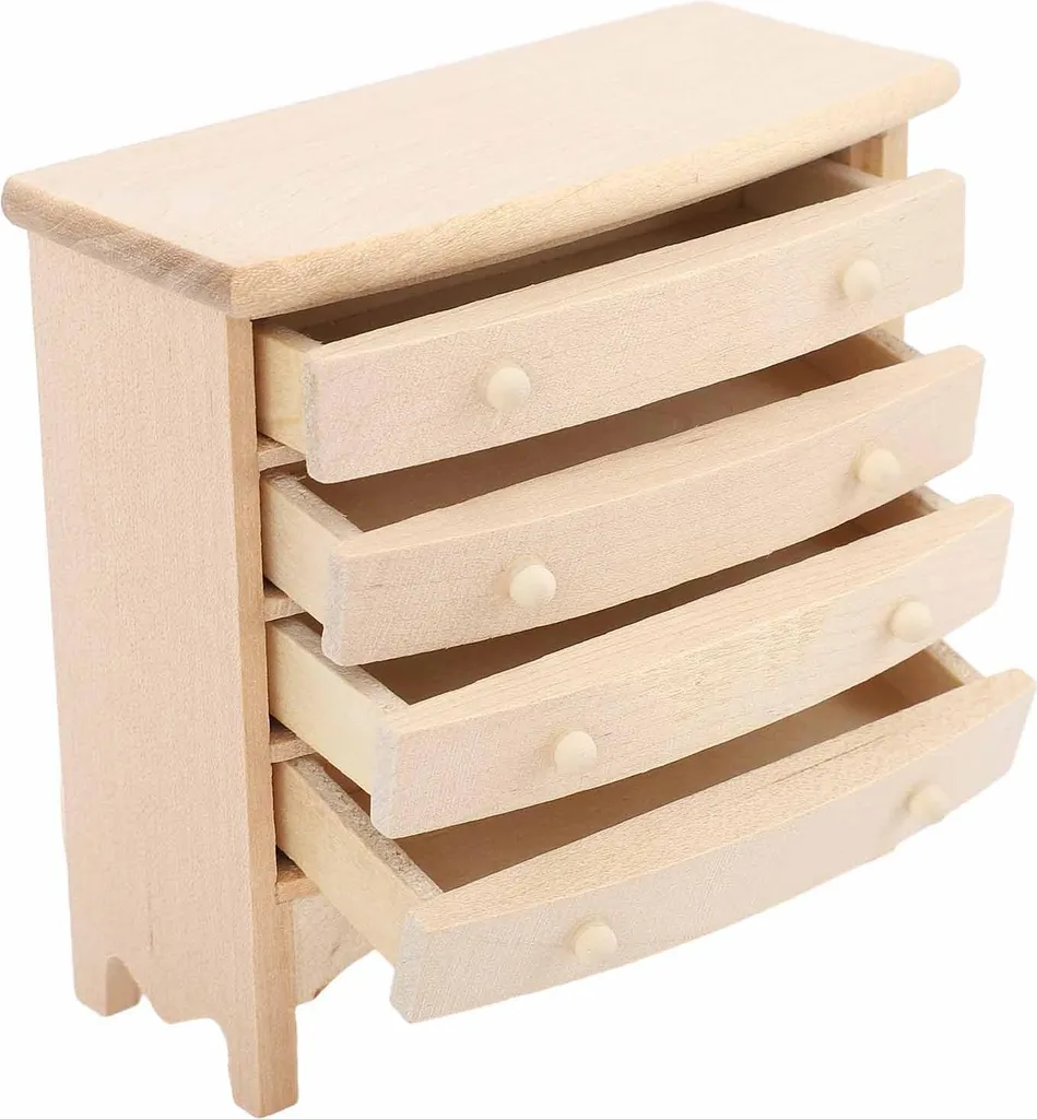 Mobiletto Legno 1:12 Casa Bambole con Cassetti - Miniatura Realistica
