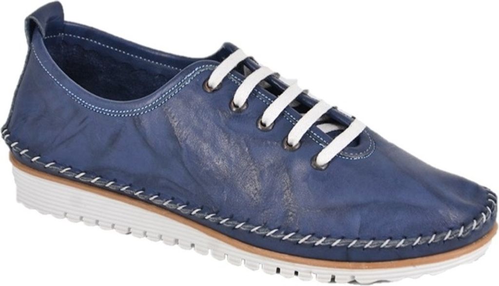 Mod Comfys - Damen Sneaker "Flexi", Weiches Softie-Leder DF2058 (40,5 EU) (Marineblau)