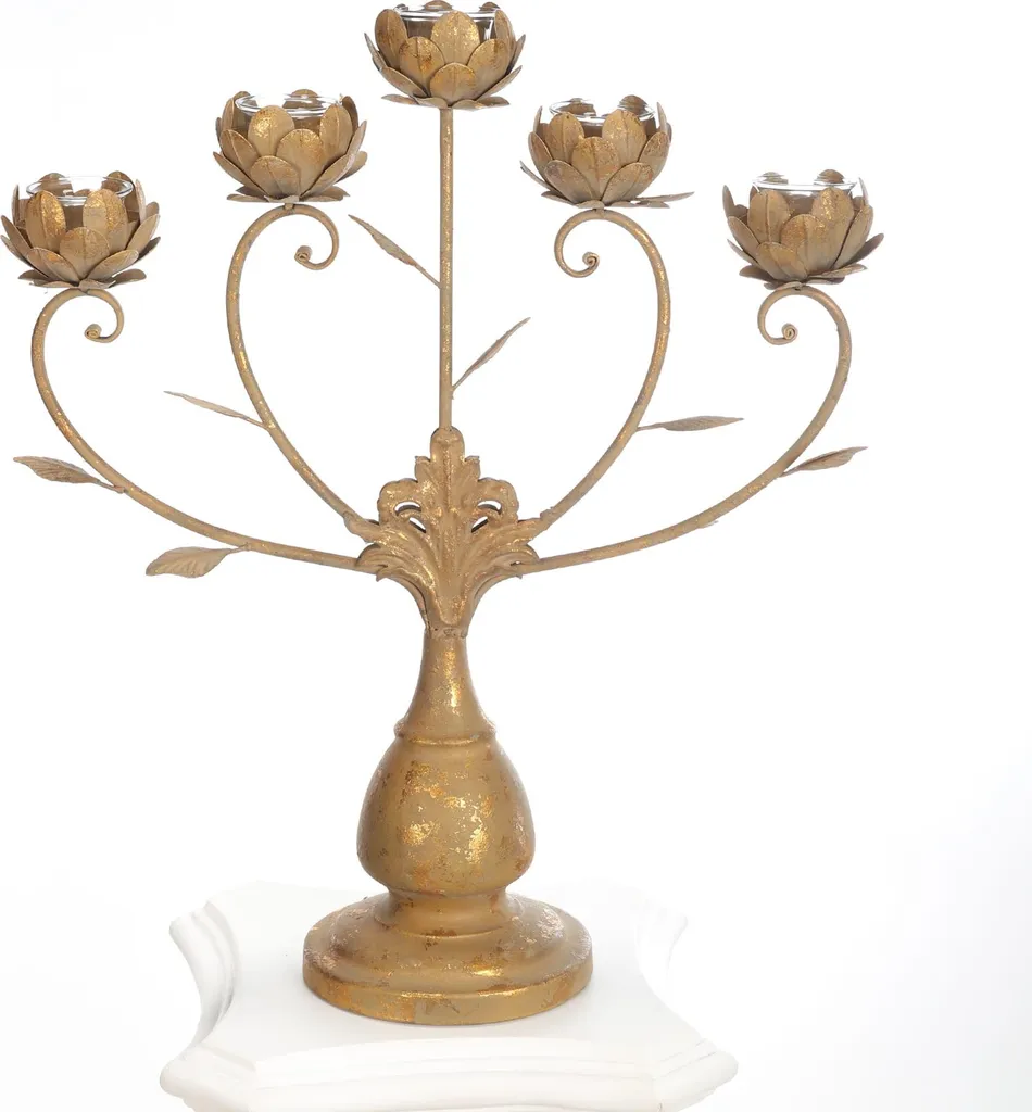Candelabro Dorato Glamour 5 Candele | Must-Have per Tavola Social