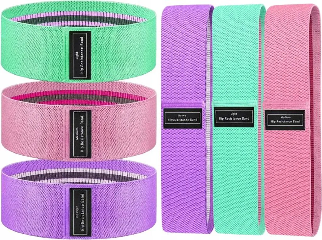 Élastique fitness en tissu lot de 3 bandes pour musculation fessiers