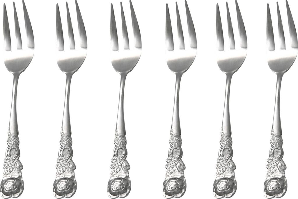 GRÄWE Kuchengabeln 6 Stück, Edelstahl, Serie Rosendekor Produktbild 