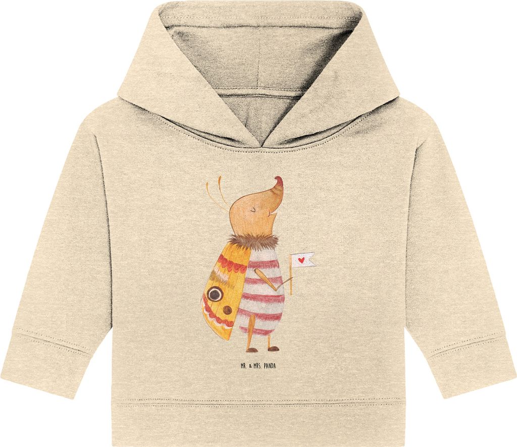 Mr. & Mrs. Panda Organic Baby Hoodie Nachtfalter Fähnchen 12. - 18. Monat - Natural Raw - Geschenk, Küche Deko, Lustige Sprüche, Niedlich, Spruc...