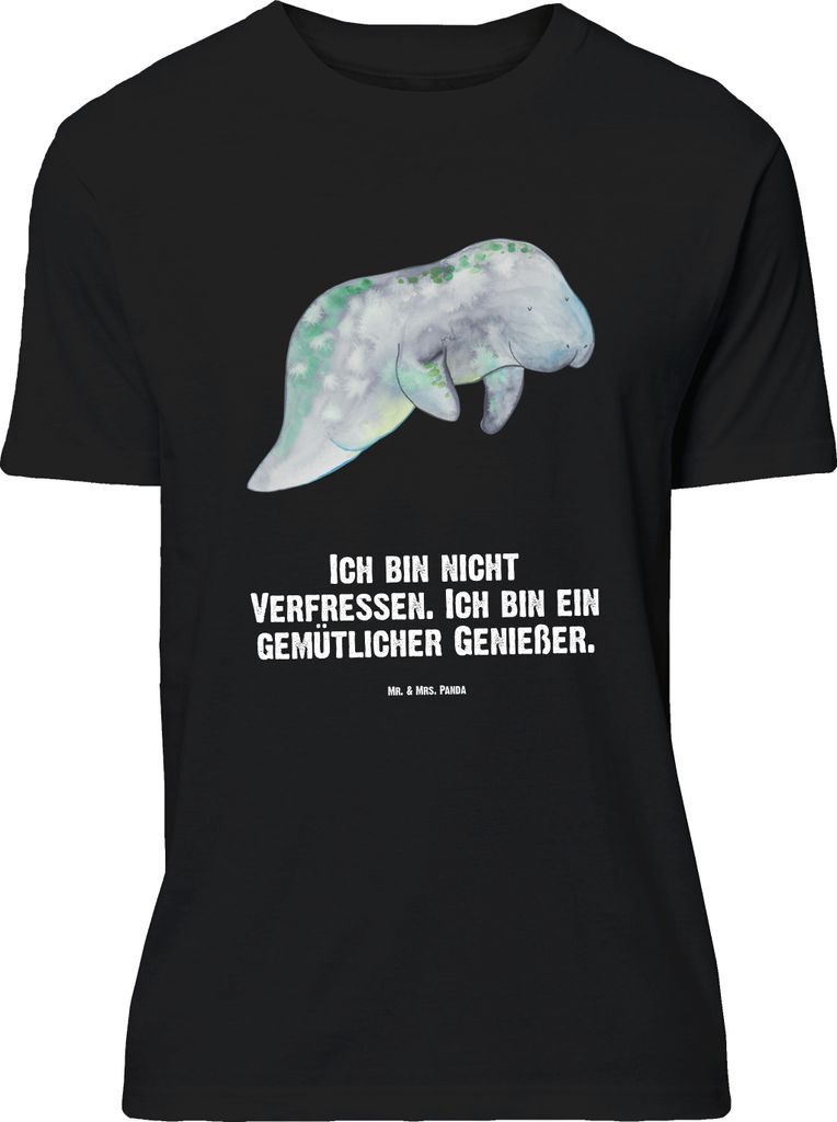 Mr. & Mrs. Panda Größe XL T-Shirt Seekuh Chillen - Schwarz - Geschenk, Meer, Shirt, Zucker, Süßigkeiten, Abnehmen, Diät, Essen, Tshirt, mit Sp...