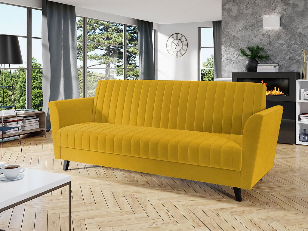 MIRJAN24 Schlafsofa Vinti, Polstersofa mit Bettkasten und Schlaffunktion, Sofa vom Hersteller, Stilvoll Couch (Farbe: Mono 236)