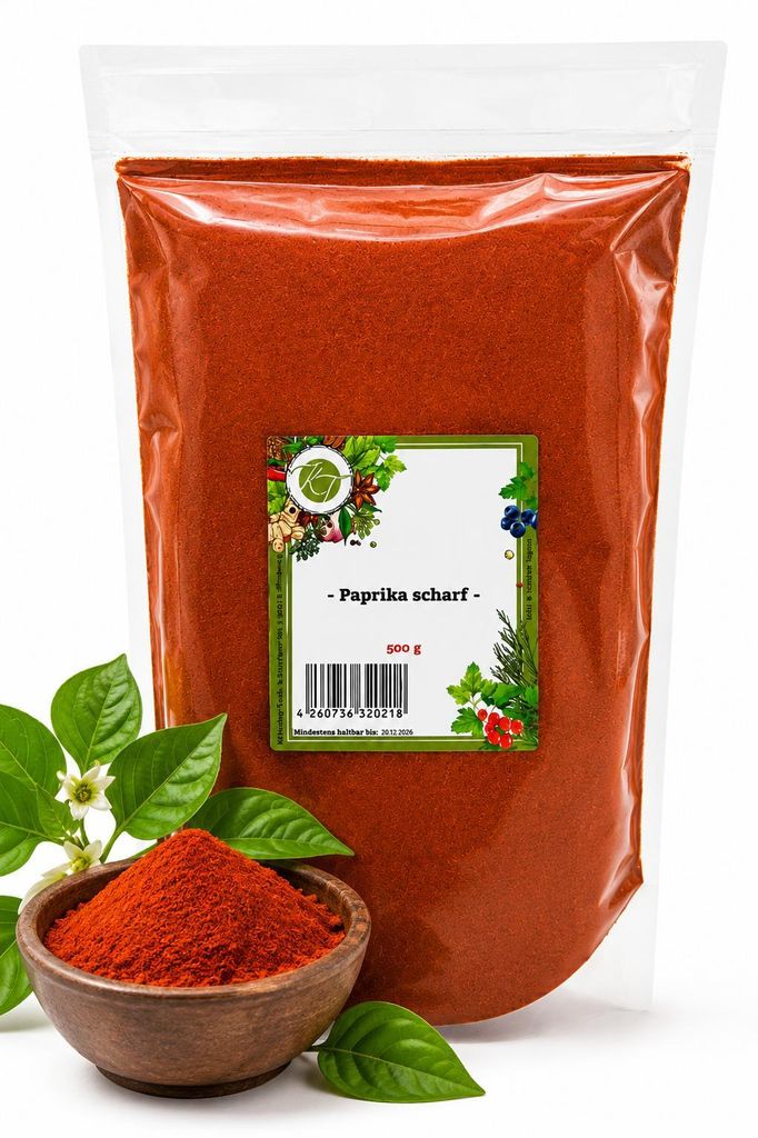 KT 500 g Paprika Pulver scharf Paprika fein gemahlen scharf Produktbild 