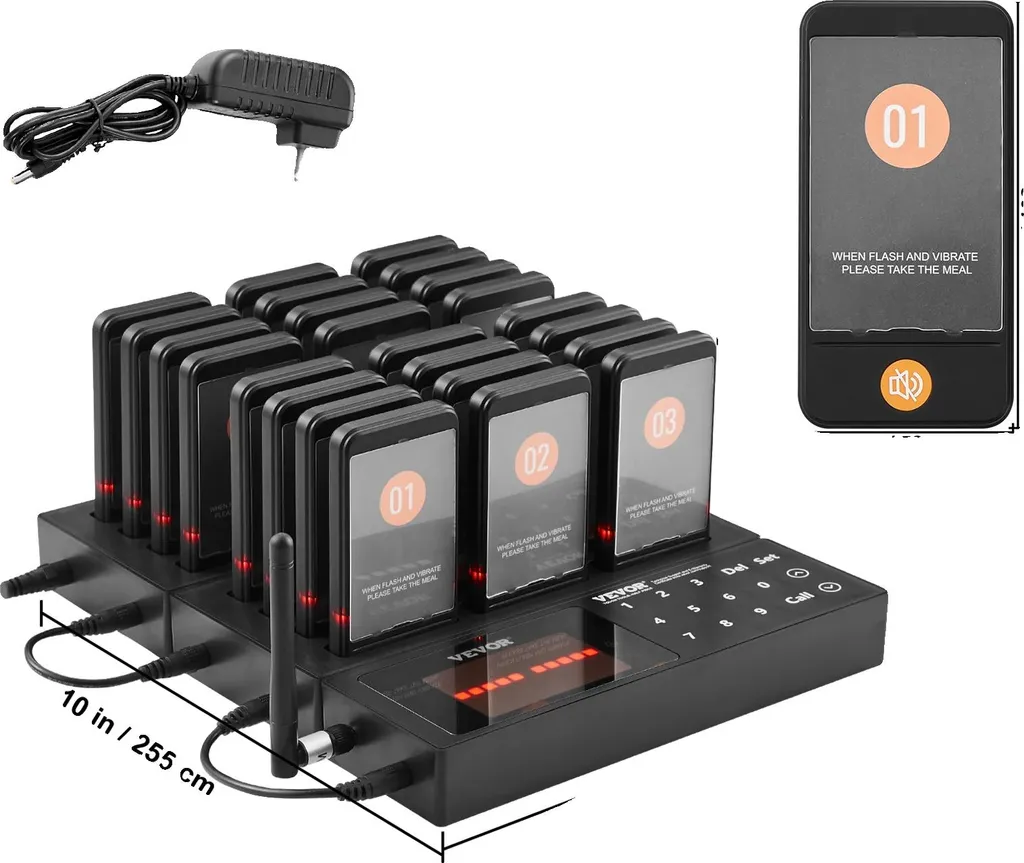 Système de Pagers avec 24 Buzzers et Écran Tactile Sans Fil pour Client