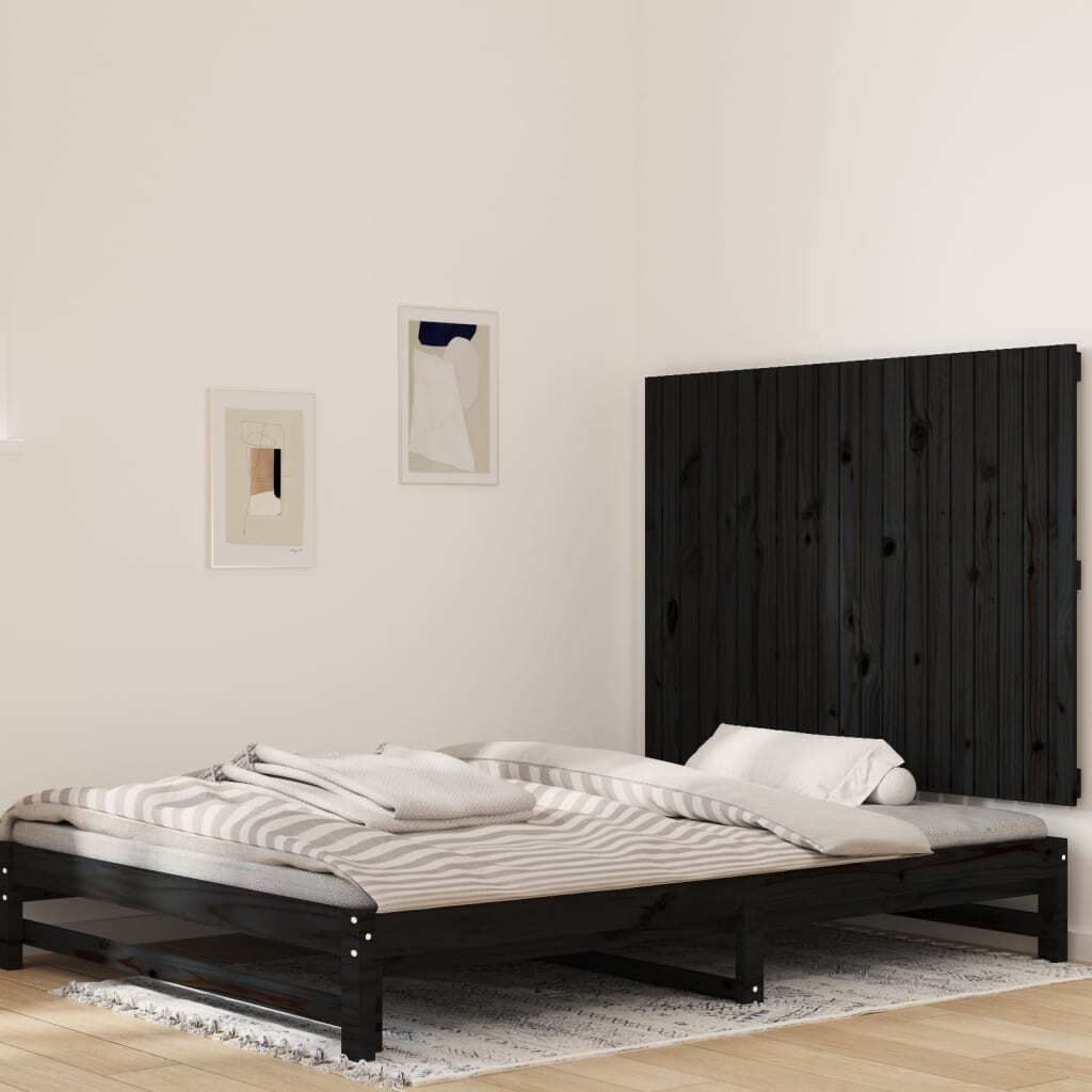 "2026 Promotion" Wand-Kopfteil Schwarz 127,5x3x90 cm Massivholz Kiefer - Bettkopfteil CC29102
