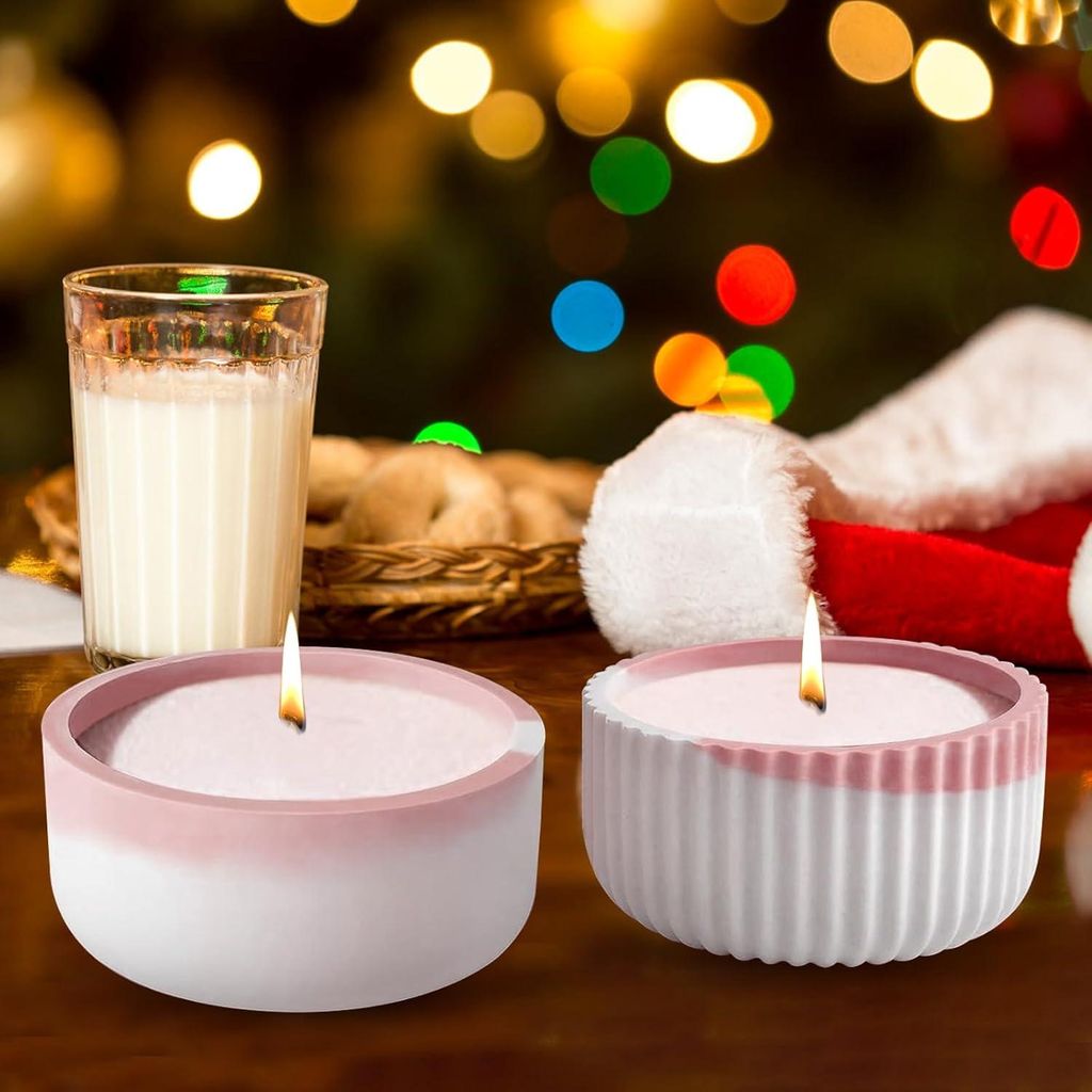 Siliconen Form Kandelaar Mit Deckel - Raysin Beton Gießform - Zylinder Kerzenhalter Blumentopf Vorratsbehälter (Set von 2)