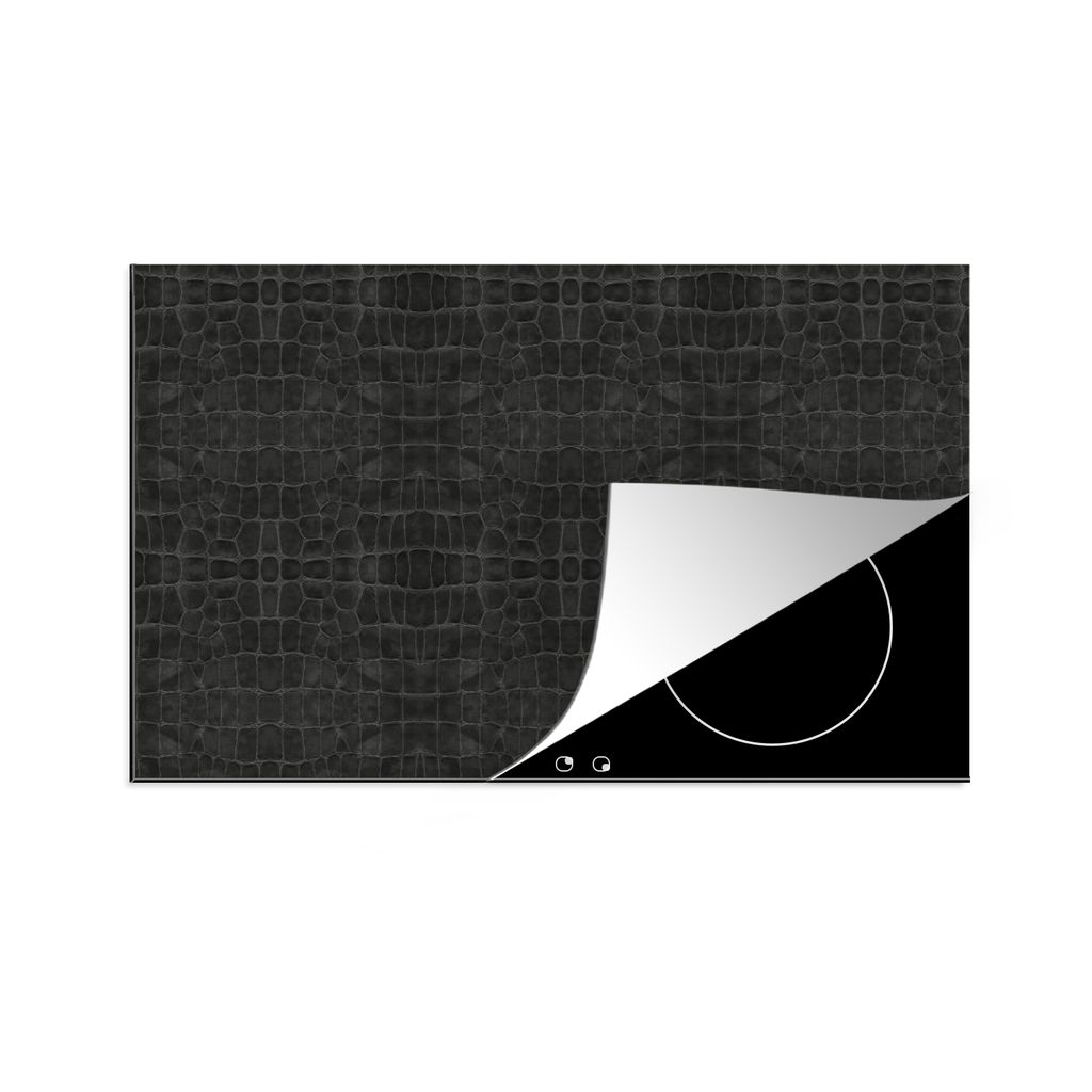 KitchenYeah Herdabdeckplatte Induktionsschutz - Leder - Schwarz - Tierfell , 77x51cm, Küche Deko, Glaskeramikfeld Herdabdeckung, Abdeckplatte f...