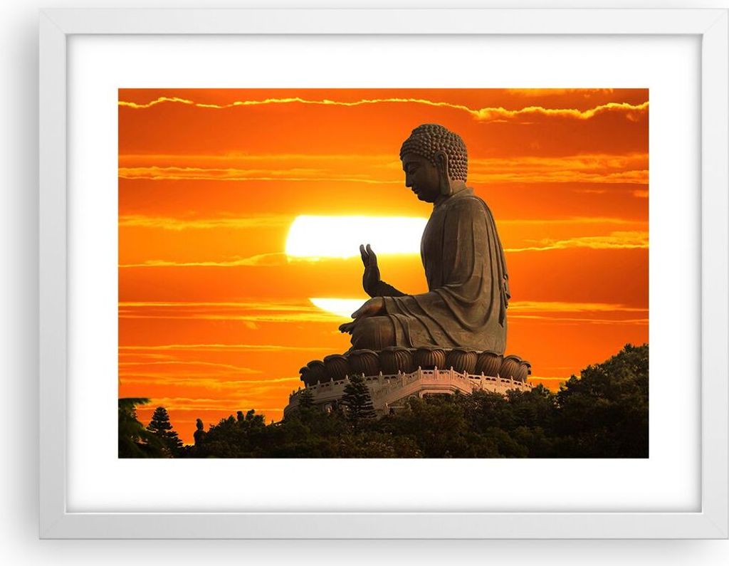 Gerahmtes Poster - Weißer Rahmen - tempel buddha - 40x30 cm - Wand Bild - Wanddeko - Wandbilder - Kunstposter - Wandposter - Bilderrahmen - Bilder...