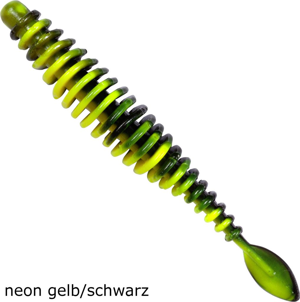 Quantum Magic Trout T-Worm 6,5cm 1g P-Tail Käse - 6 Forellenköder, Farbe:neon gelb/schwarz
