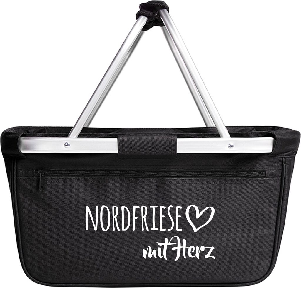 Huuraa Einkaufskorb Nordfriese mit Herz 20 Liter Black faltbarer Tragekorb Geschenkidee