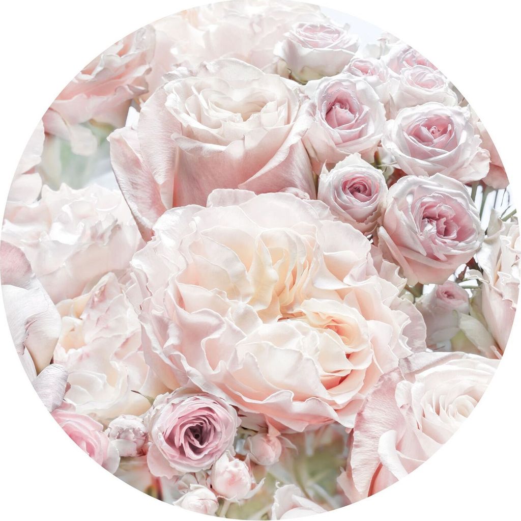 Komar selbstklebende runde Tapete Pink and Cream Roses Hellrosa - 611158 - Ø 125 cm