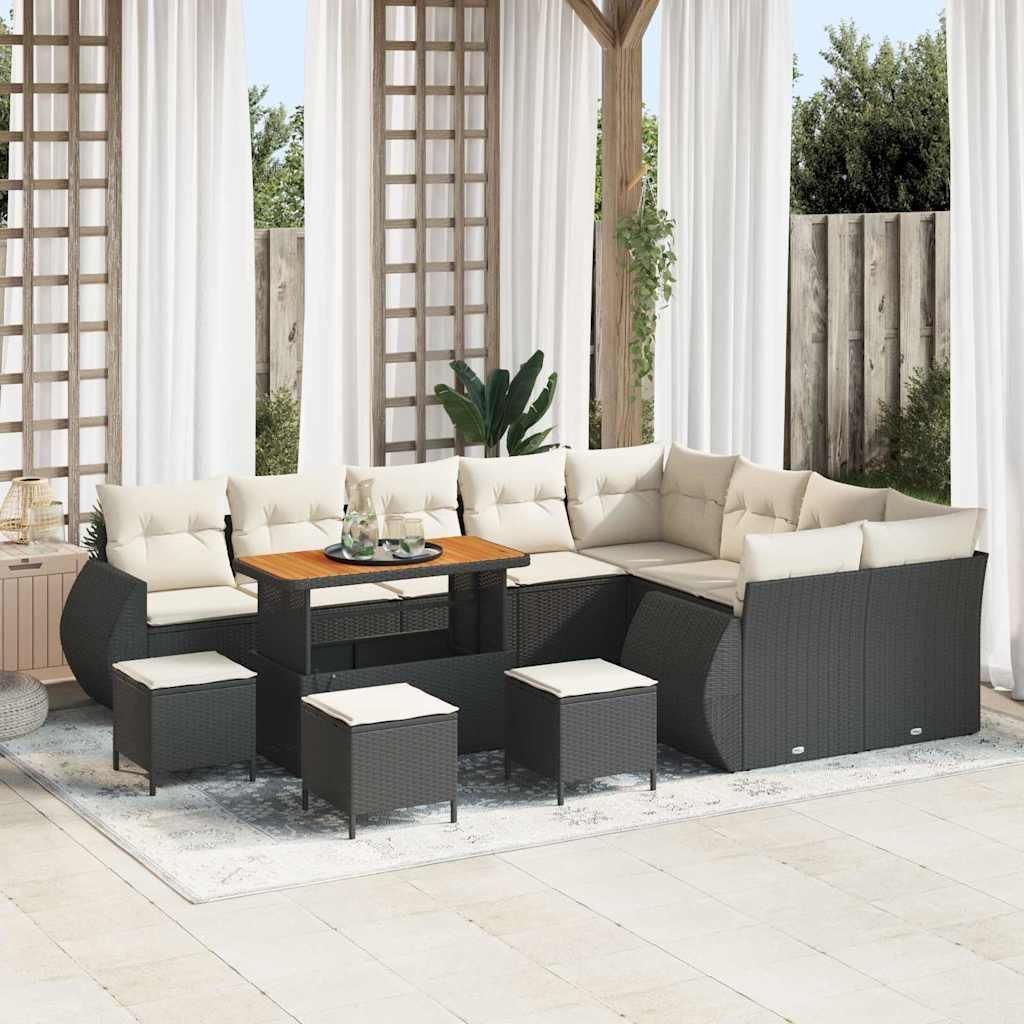 Möbel Garten-Sofa-Set 13 pcs Schwarz und Creme 110 x 55 x 71 cm - Gartensofas 3363870