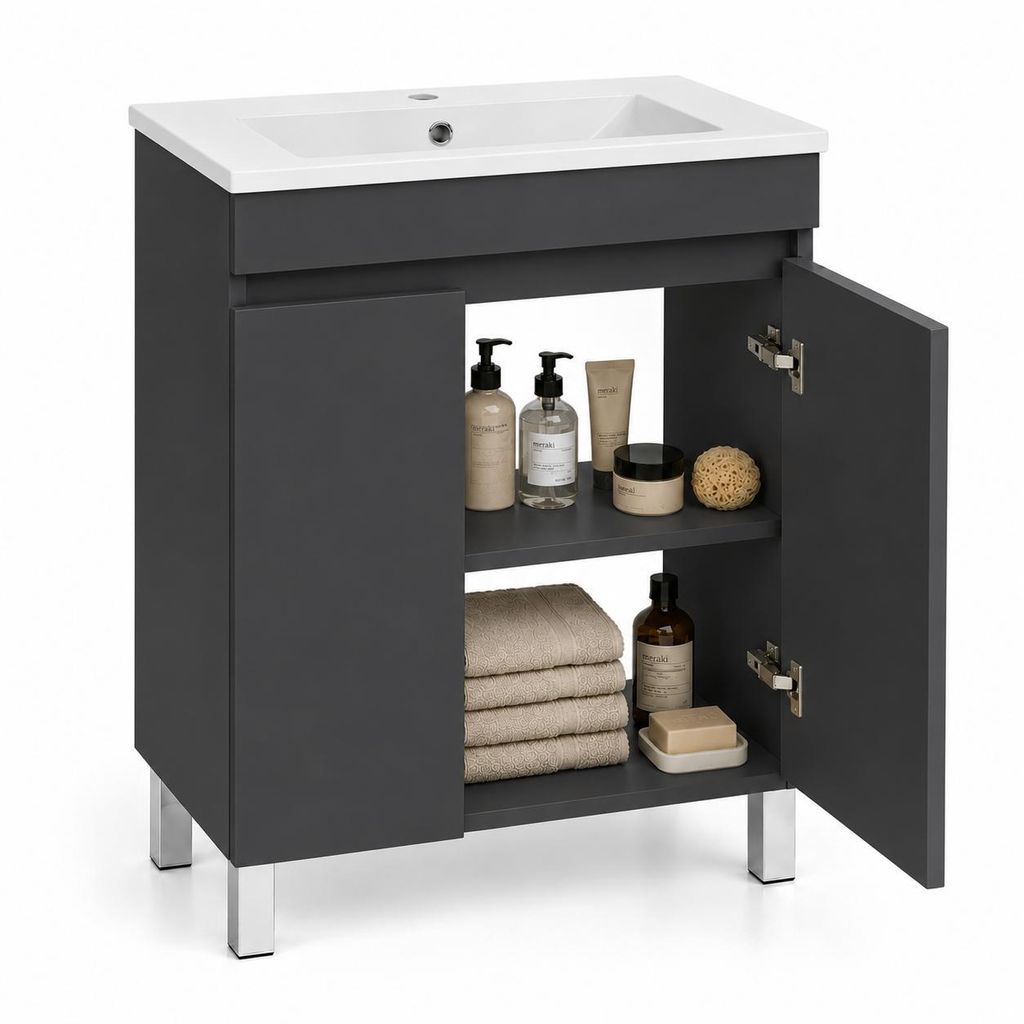 Waschbecken mit Unterschrank Valencia 60 cm, stehend, Produktbild 
