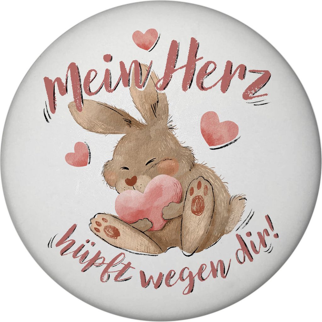 Hase Magnet rund rund mit Spruch Mein Herz hüpft wegen dir