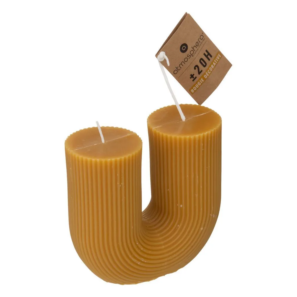 Bougie rayée DEMI en U - Déco originale sans bougeoir pour votre salon