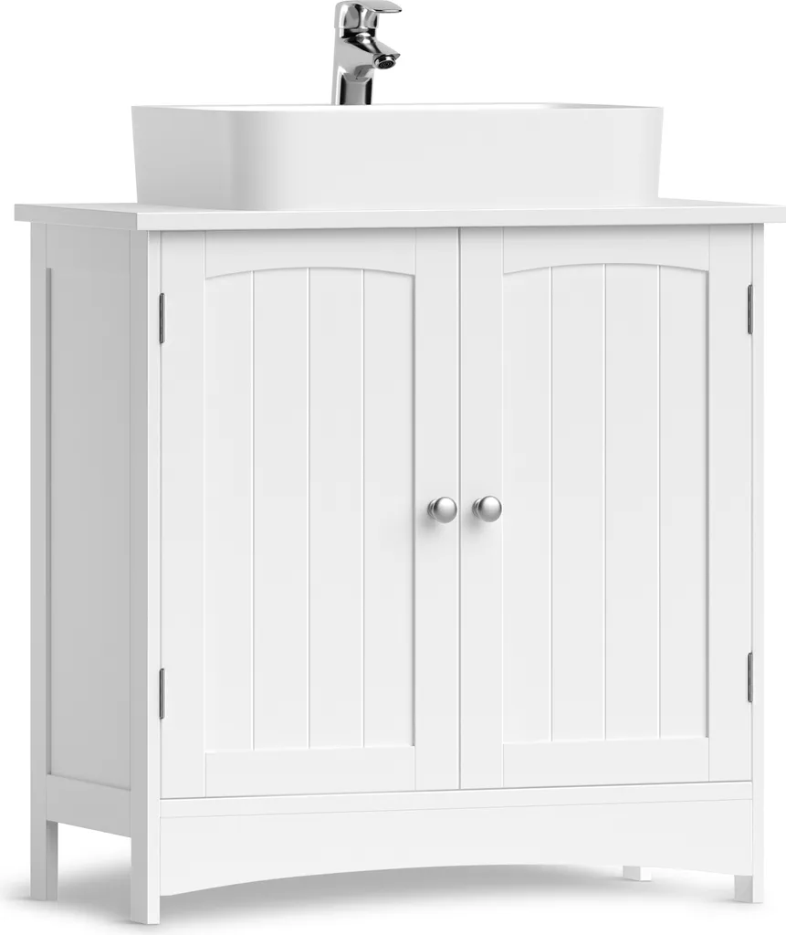 VASAGLE Meuble sous Lavabo 60 cm - Armoire Salle de Bain Bois Blanc