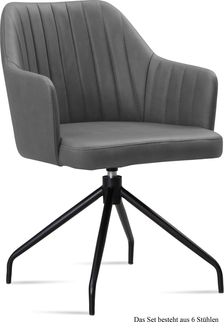 Armlehnstuhl drehbar (6er-Set) Dorena 58x81x60 Schwarz/Grau