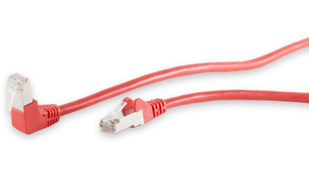 Patchkabel cat 6 S/FTP PIMF Winkel-gerade rot 0,5m