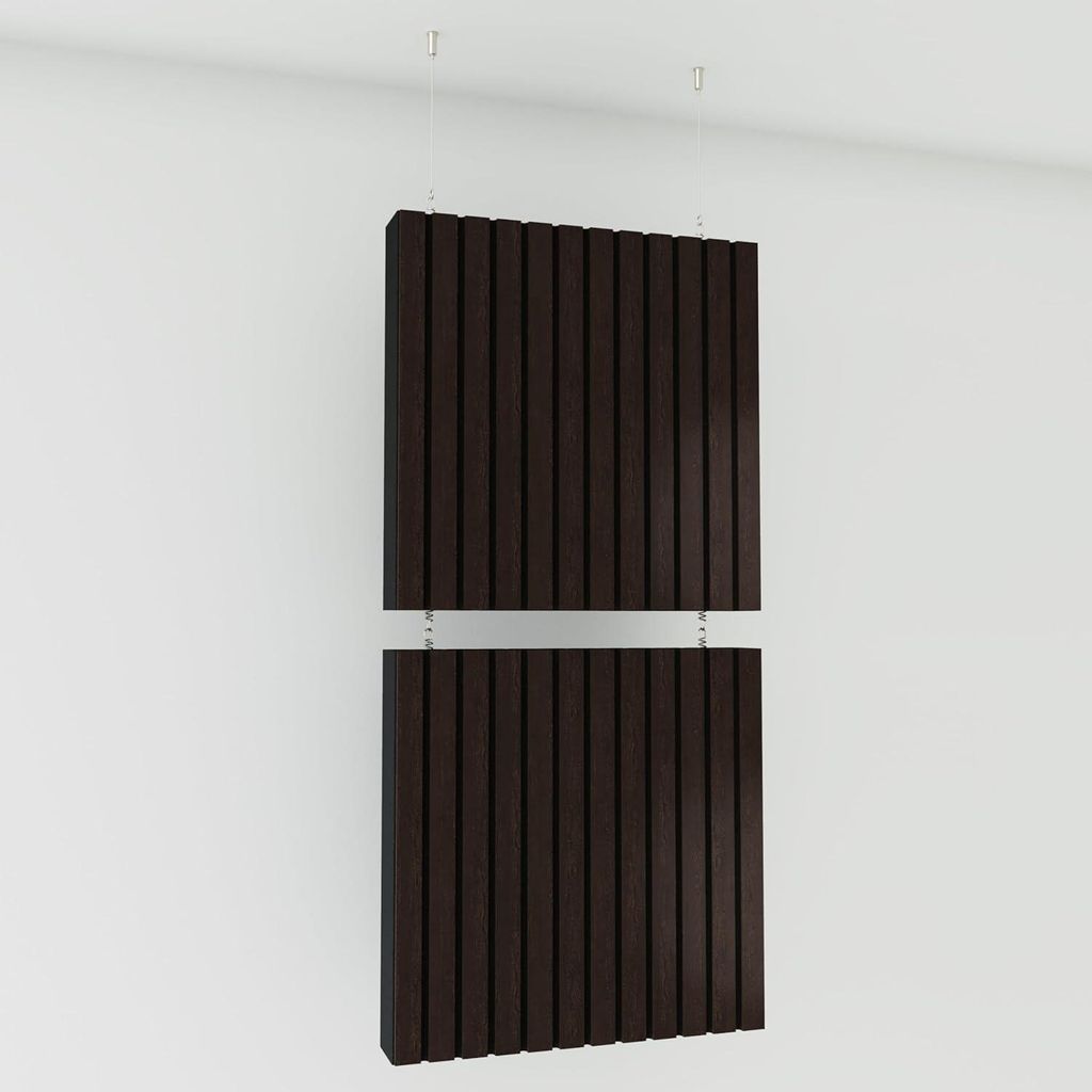 2er-Pack—Dekorative Akustik-Hängepaneele |100x50cm | Hängende Raumteiler | Modulare schallabsorbierende Paneele |SLATO |Wenge