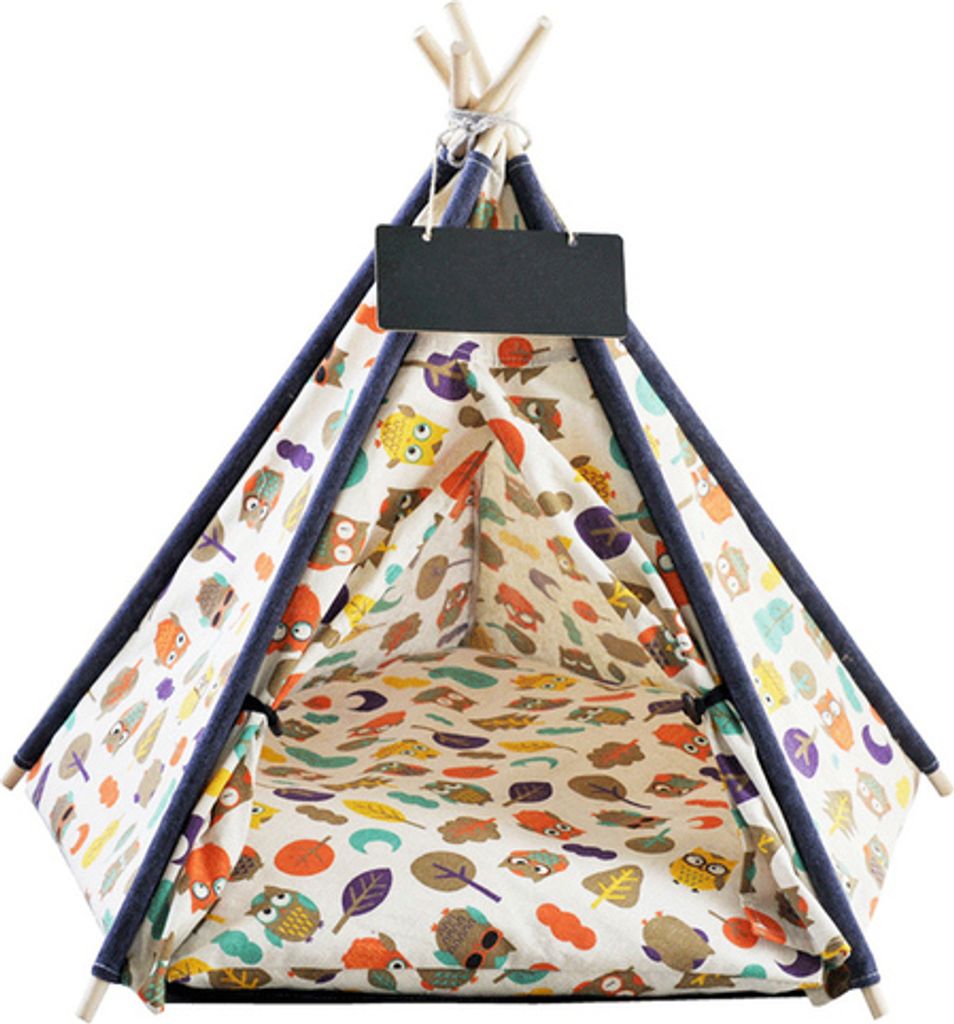 Pettimania Tipi/Höhle/Zelt mit Eulenprint für Hunde, Produktbild 