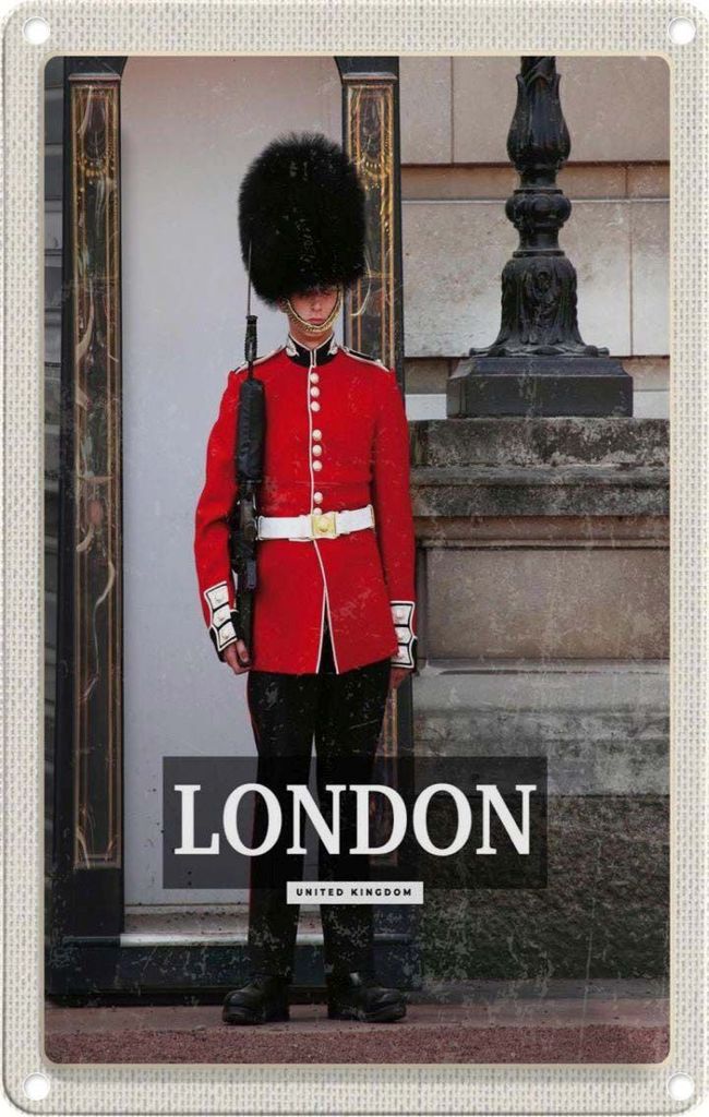 vianmo Blechschild 18x12 cm London Wachmann Buckingham Palace Bildmotiv Reisemotiv Abenteuer Reisen Urlaub