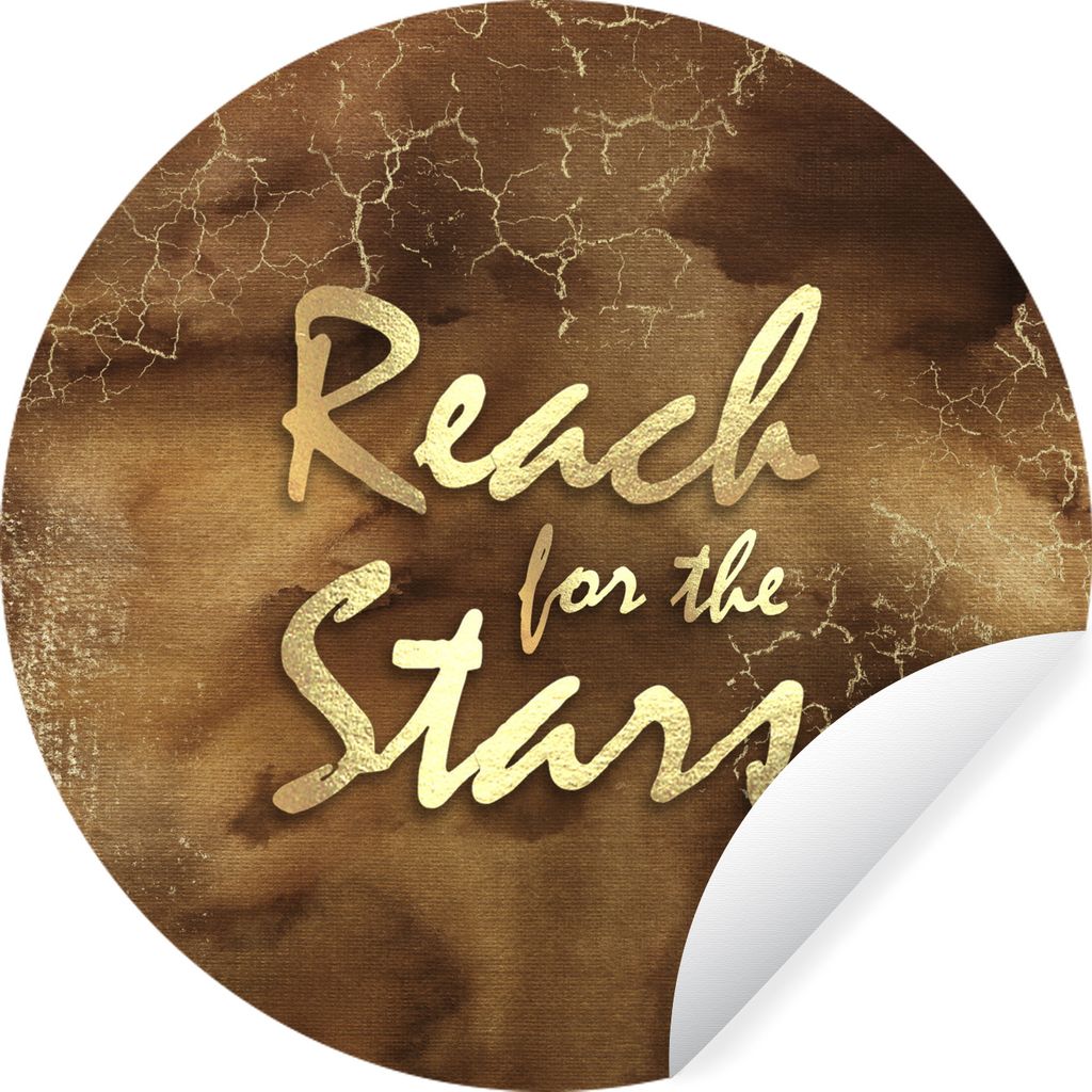MuchoWow Runde Wandtattoo - Wandsticker Tapete Aufkleber Zitat - Sterne - Braun - Gold Ø 100 cm Selbstklebend und Repositionierbar - Wandaufkleb...