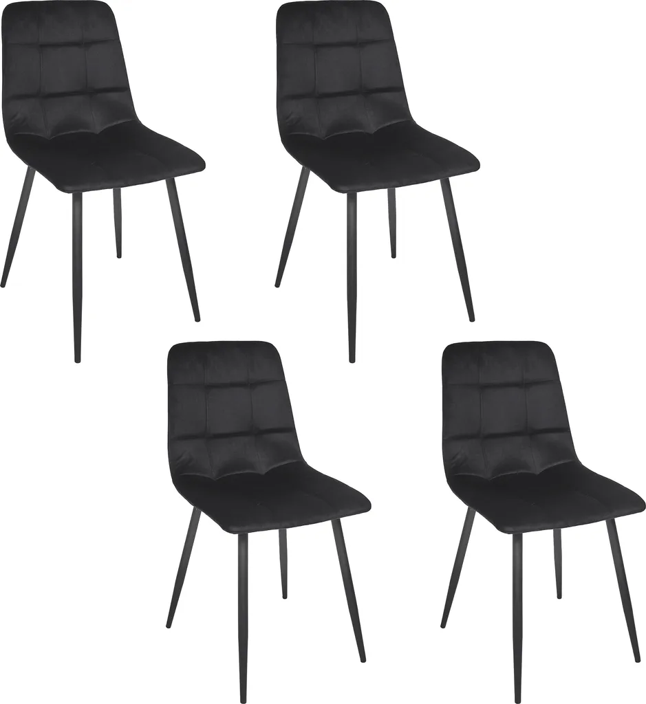 Chaise Mateo Noir Lot de 4 pour Aménager un Salon Contemporain Chic