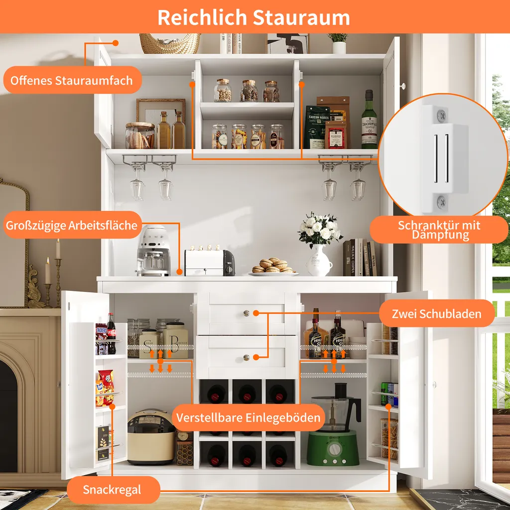 Armoire de cuisine style maison de campagne avec étagères réglables - 5