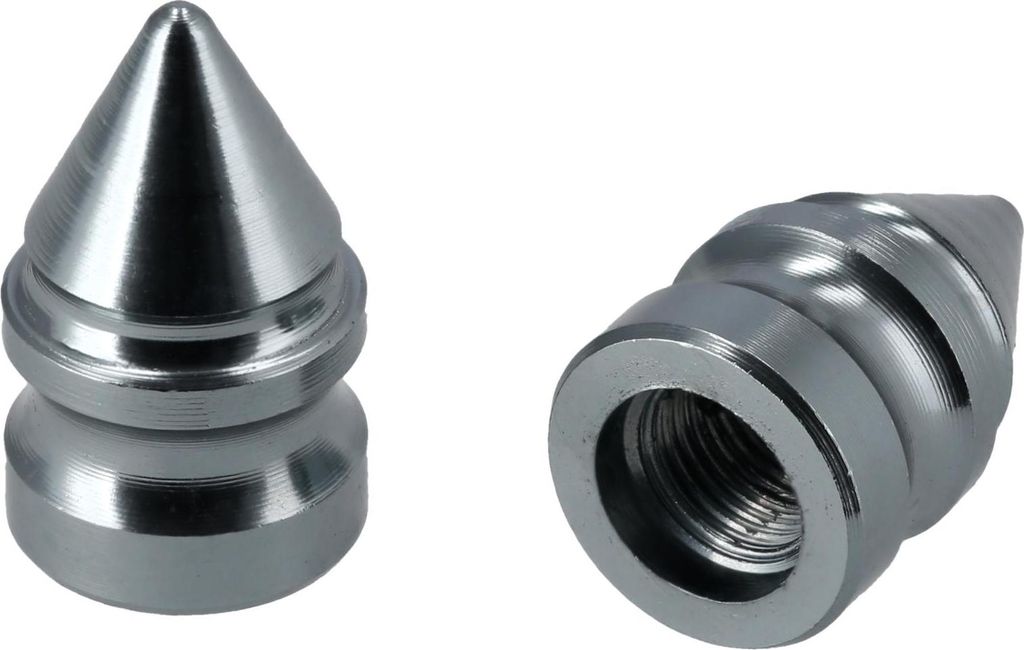 Set: 2x Ventilkappe "Dorn", Titaniumgrau eloxiert