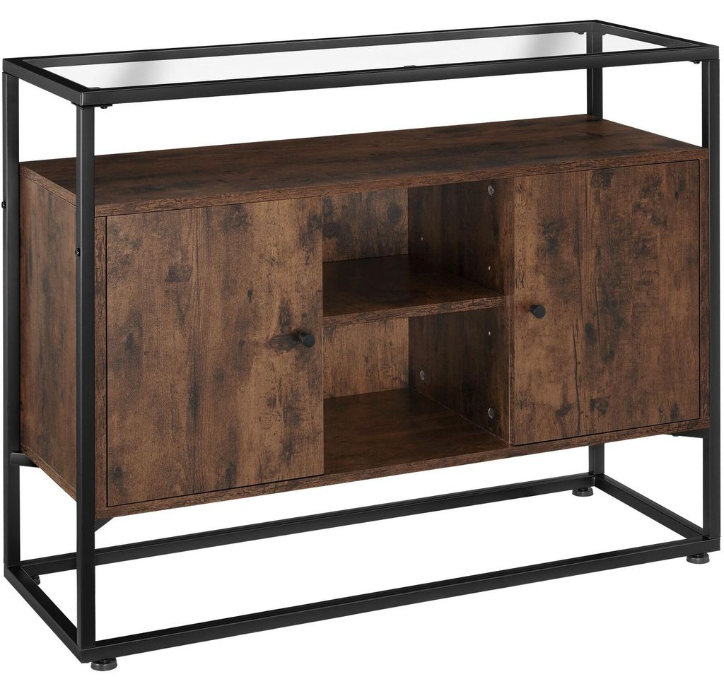 Buffet Oldham 100 x 38 x 80,5 cm - Bois foncé industriel, Image du produit 