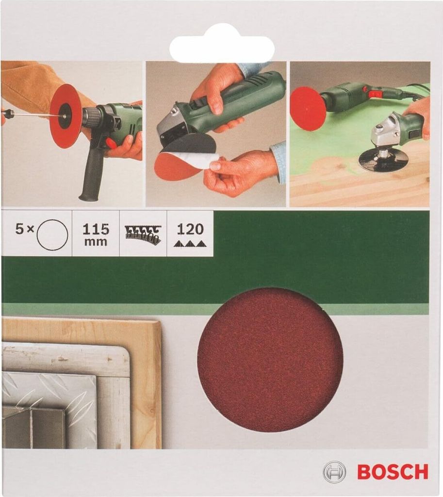 Bosch Schleifblätter 5 Stück, Ø 115 mm, Körnung 120 Winkelschleifer Bohrmaschine
