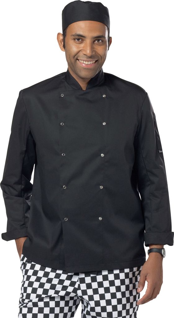 Dennys Herren Economy Kochjacke, Langarm BC223 (3XL) (Schwarz)